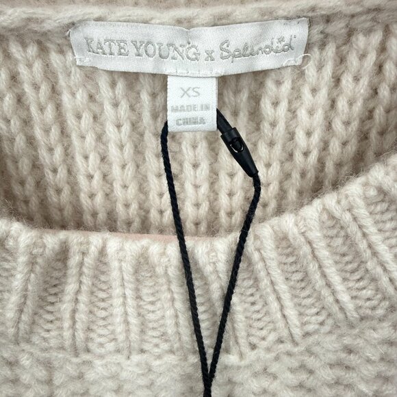 Kate Young x Splendid 100% Cashmere Chunky Sweater Cream Size XS NWT Chunky - Picture 6 of 10